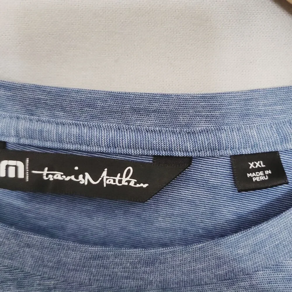 Travis Mathew The Crew Long Sleeve Shirt Stretch‎ Heather Blue Golf Mens XXL
